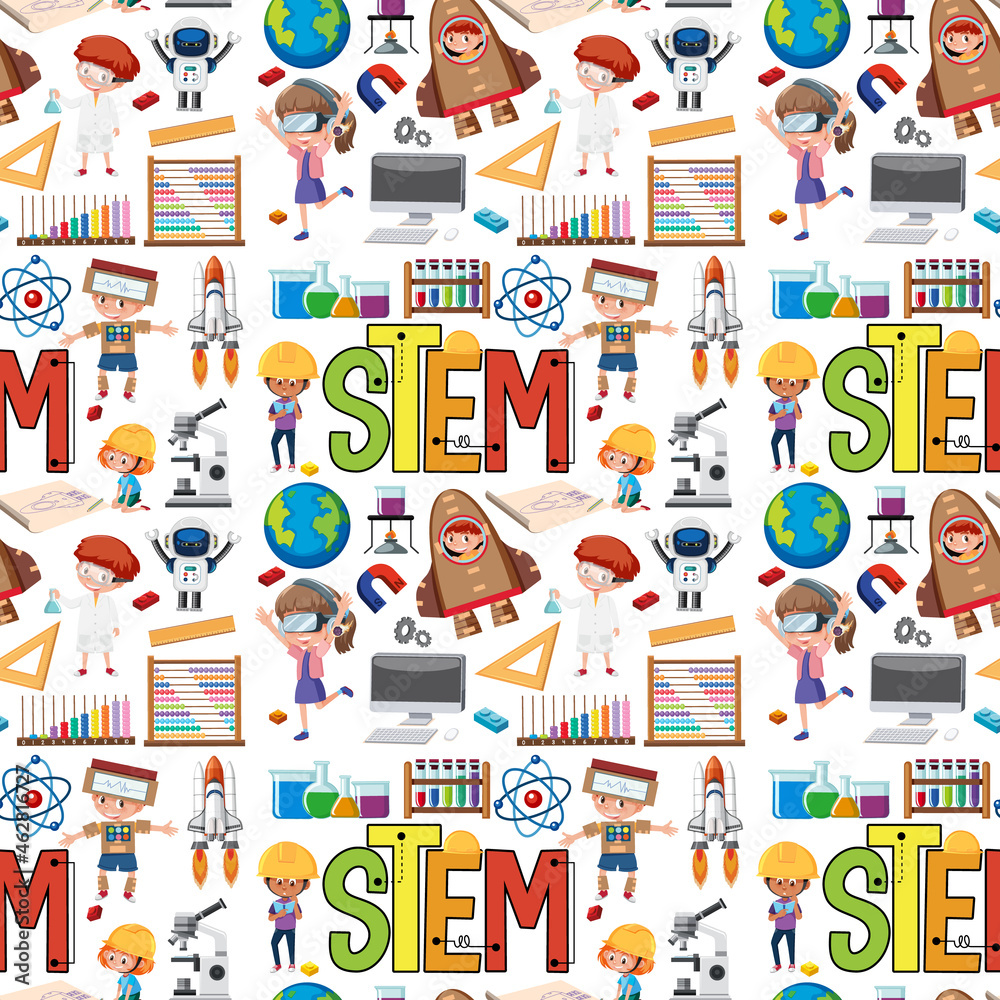 Colourful STEM education seamless background