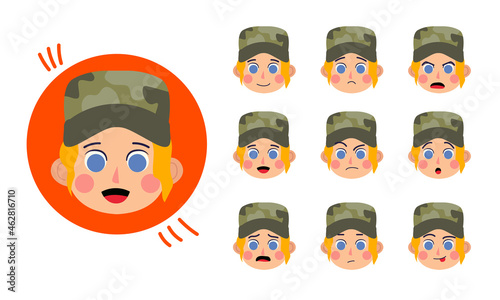 Military. Human character for your scenes. Character ready for animation. Funny cartoon. The set for the character animation.