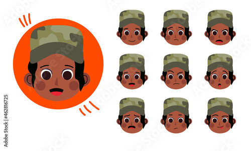 Military. Human character for your scenes. Character ready for animation. Funny cartoon. The set for the character animation.