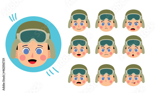 Military. Human character for your scenes. Character ready for animation. Funny cartoon. The set for the character animation.