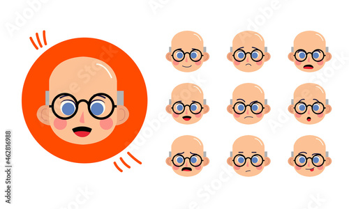 Old man. Human character for your scenes. Character ready for animation. Funny cartoon. The set for the character animation.