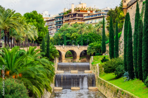 Spain, Majorca, Palma, trees and waters in the city photo