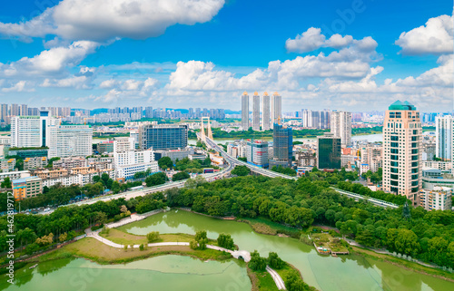 Urban environment of Nanhu Park in Nanning, Guangxi