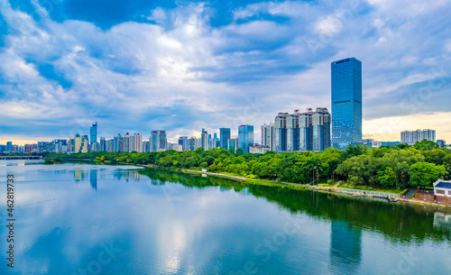 Urban environment of Nanhu Park in Nanning, Guangxi