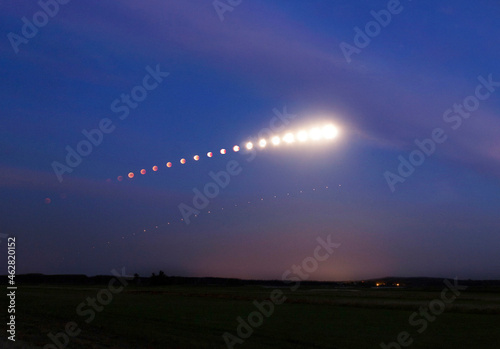 Germany, composite sequence of total lunar eclipse with Mars