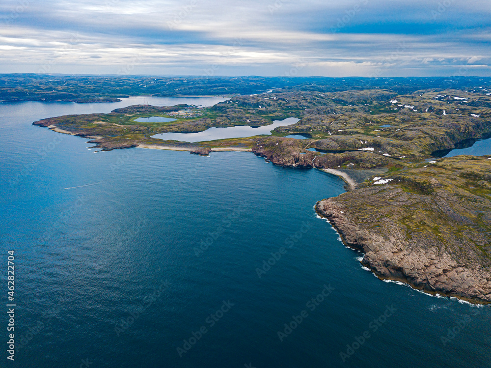 Russia, Murmansk Oblast, Teriberka, Aerial view of rocky coastline of Barents Sea Russia, Murmansk Oblast, Teriberka, Aerial view of rocky coastline of Barents Sea