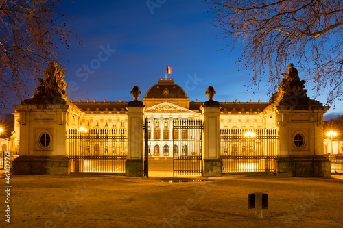 Belgium, Brussels, Royal Palace of Brussels in the evening photo