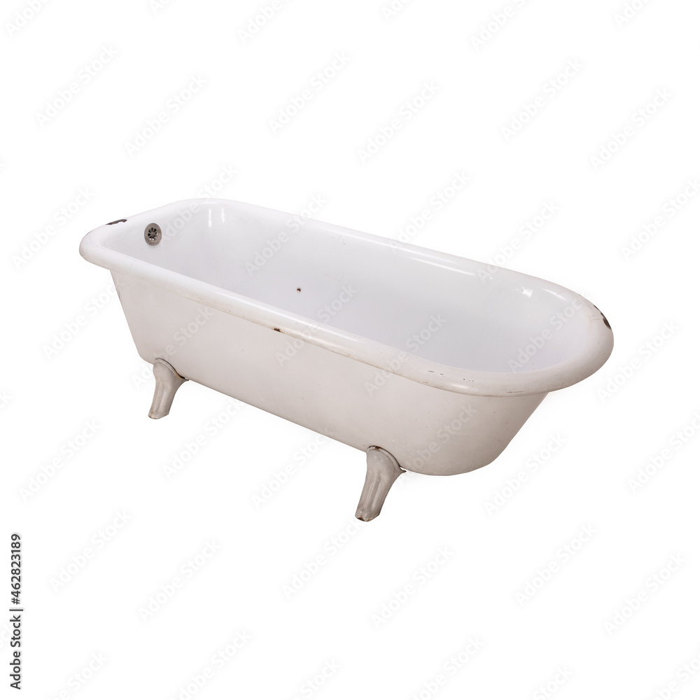 Old Enamel Bathtub on white background Old Enamel Bathtub on white background