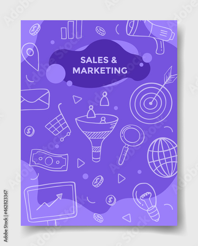 sales and marketing concept with doodle style for template of banners  flyer  books  and magazine cover