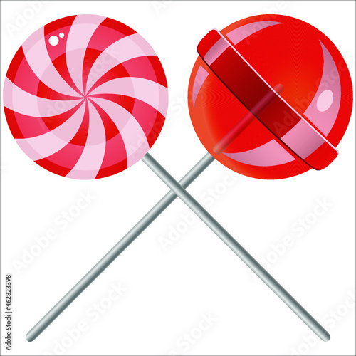 sweet candy lollipops on white background