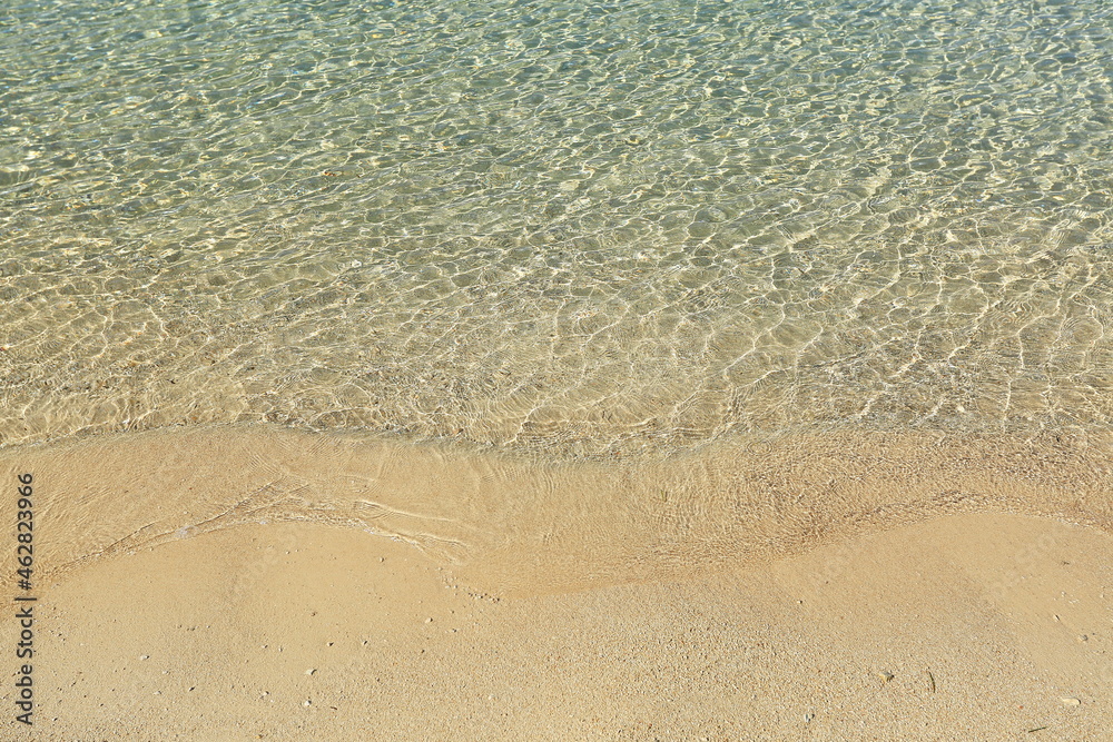 Sandy beach with clear sea. Adriatic sea in Croatia.