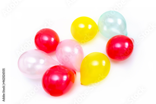 colorful balloons isolated on white, top view, flat lay © irinad85