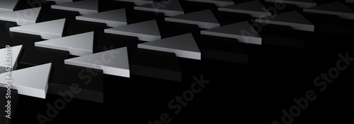 3d rendering group of triangle, Black and white abstract background.