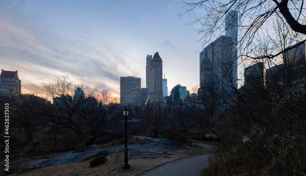 USA, New York, New York City, Central Park at winter dawn USA, New York, New York City, Central Park at winter dawn