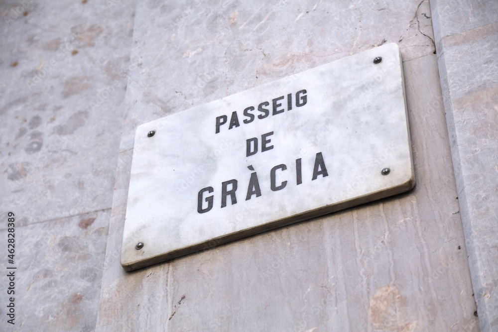 Fototapeta premium Passeig de Gracia street name sign