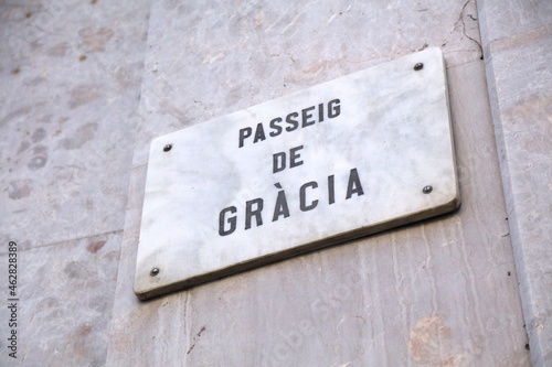 Passeig de Gracia street name sign