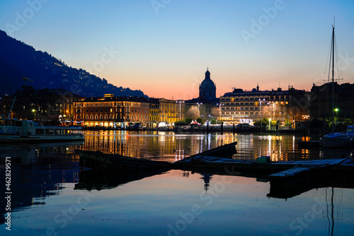 Como at sunrise in winter, Lombardy, Italy photo