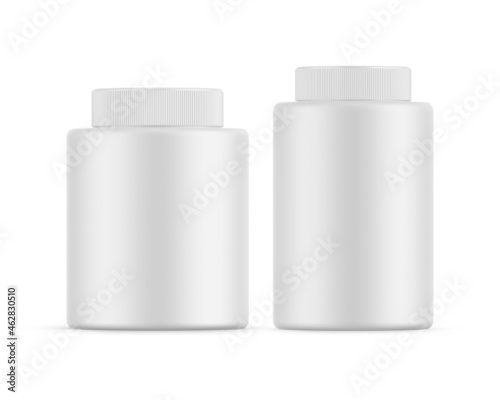 Plastic jar bottle mockup template on isolated white background, ready for design presentation, 3d illustration
