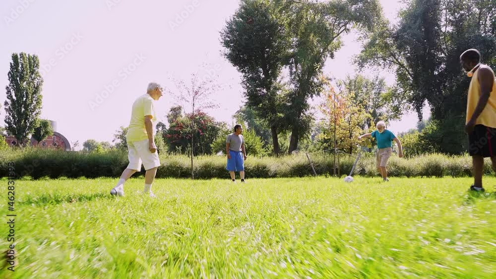 senior men having fun at the park. Concept about seniority and lifestyle