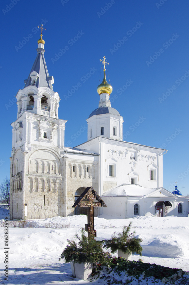 Russia, Bogolyubovo - March, 2021:  Holy Bogolyubsky Convent in Vladimir region