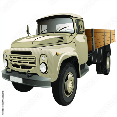 cargo onboard a retro car on a white background vector