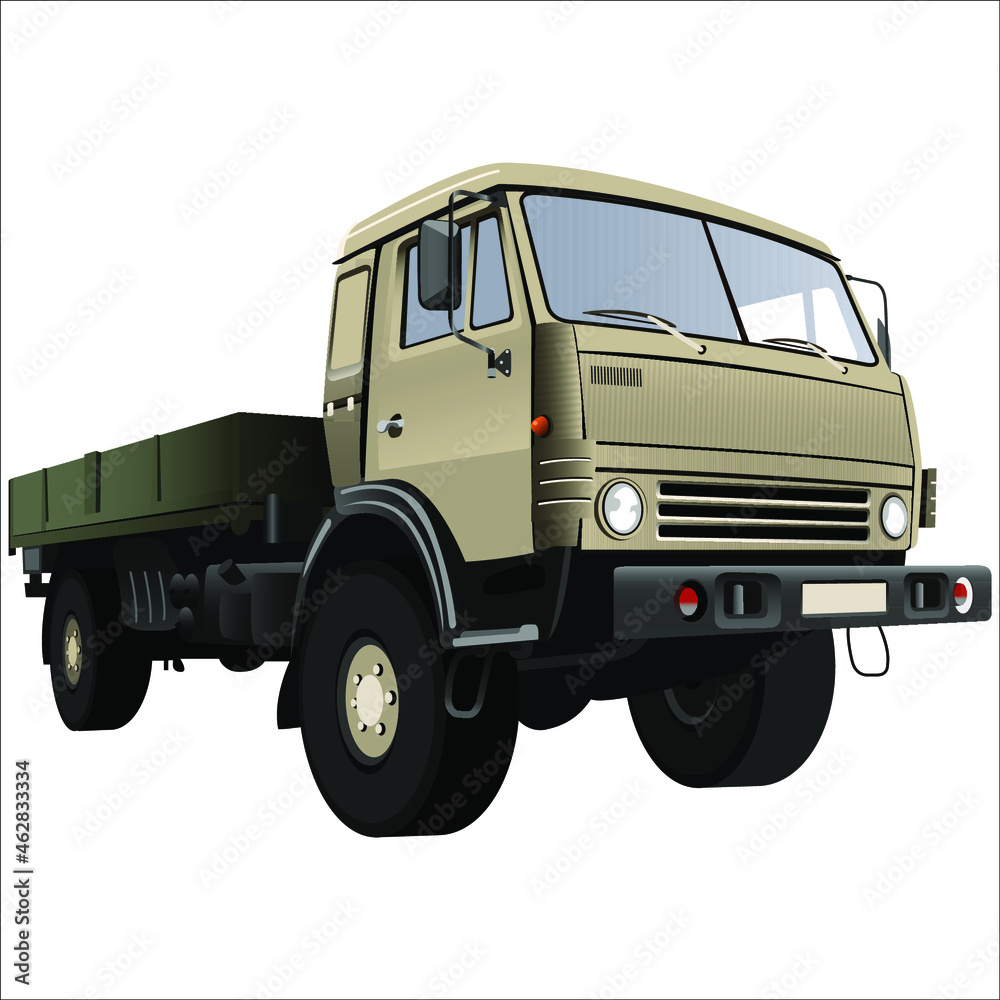 cargo onboard a retro car on a white background vector
