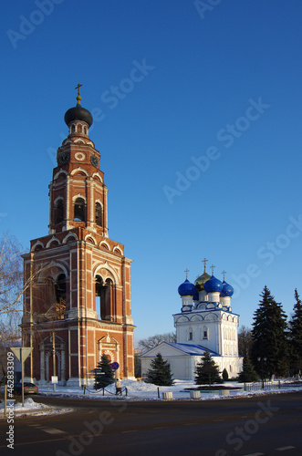 BRONNITSY, MOSCOW REGION, RUSSIA - December, 2020: Cathedral complex of Bronnitsy. Bell tower of the Cathedral of the Archangel Michael photo