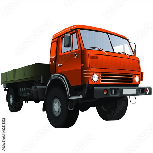 cargo onboard a retro car on a white background vector