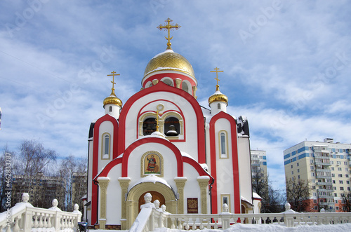 City of Vidnoye, Russia - February, 2021: Temple of the Martyr George the Victorious photo