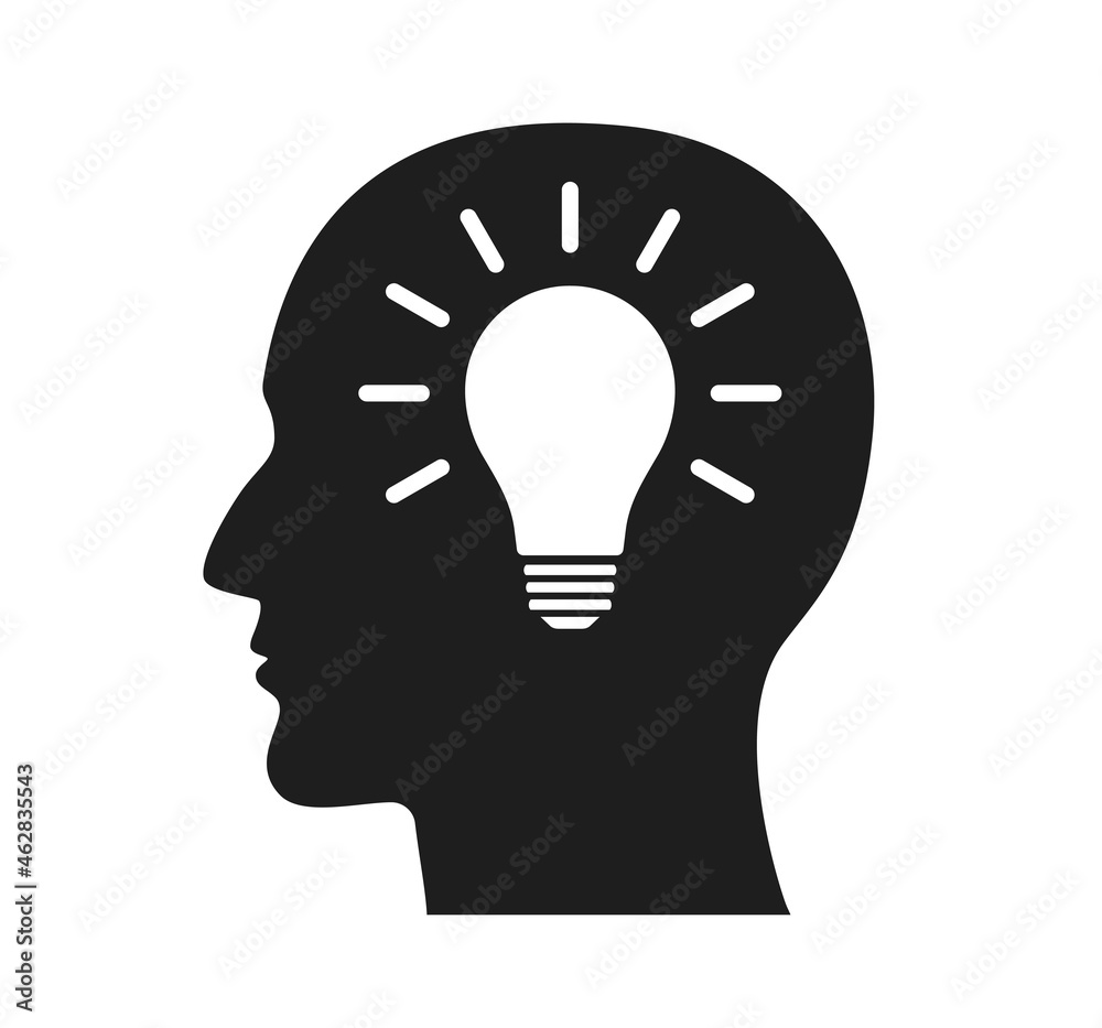 Head light bulb idea solution and creativity icon Head light bulb idea solution and creativity icon