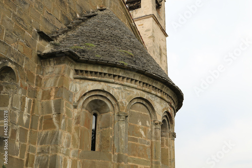 View of the tower of Church and cemetery of San Giorgio in Almenno San Salvatore, Bergamo, Italy photo