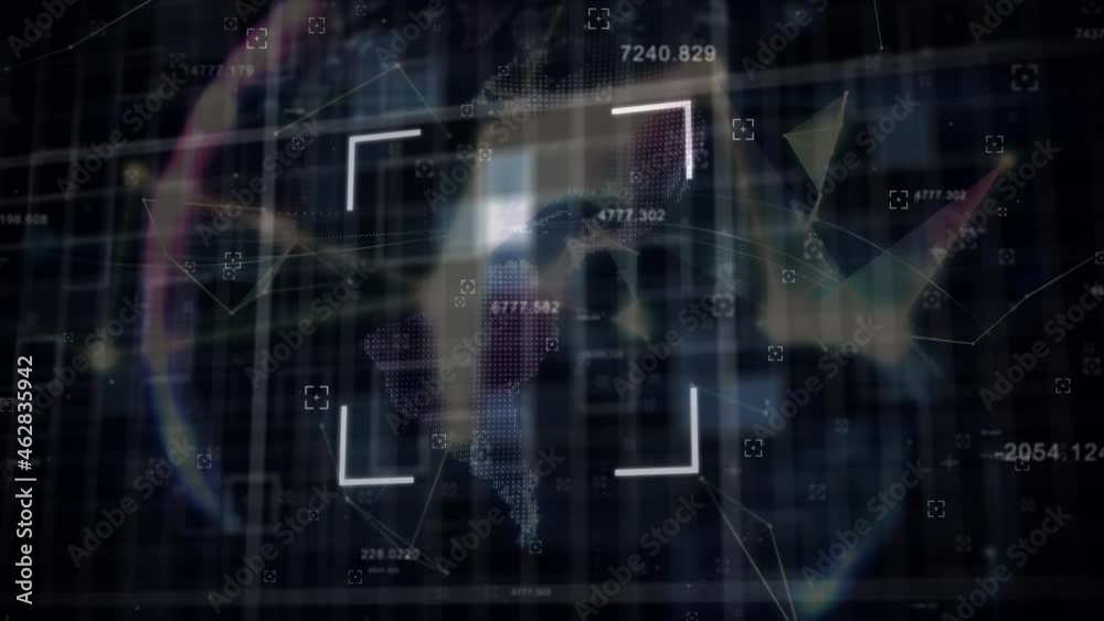 Animation of diverse data processing over globe Animation of diverse data processing over globe