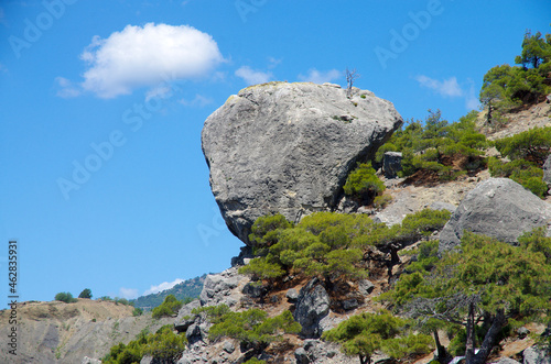 A huge stone in the Noviy Svet nature reserve, Crimea. View from the Black sea © Natalia Sidorova