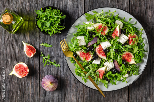 rocket figs feta and black olive salad