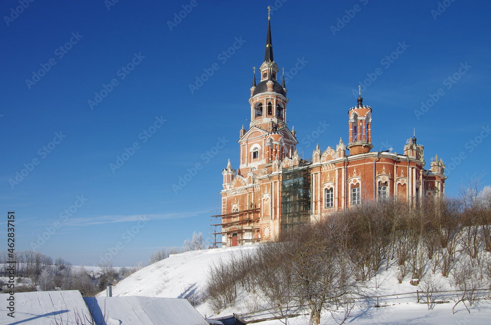 Mozhaisk, Russia - February, 2021: Novo-Nikolskiy Cathedral