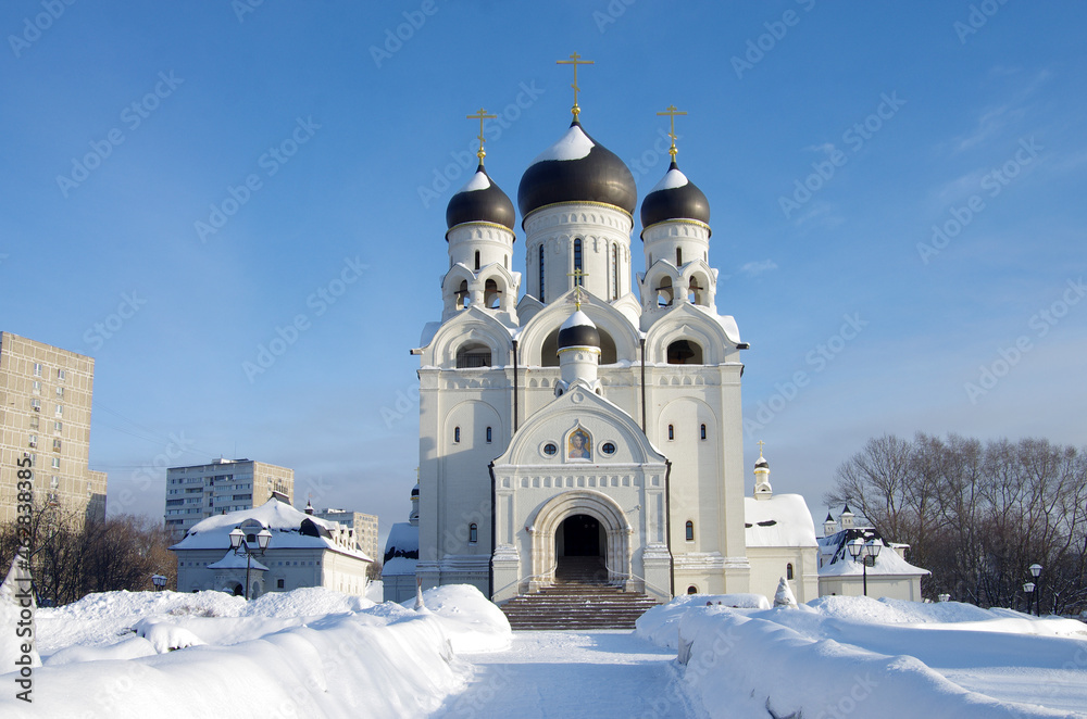 MOSCOW, RUSSIA - January, 2021: Saint Seraphim of Sarov churches in Moscow. North Medvedkovo