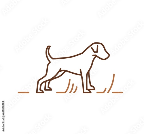 Jack russell terrier dogs icon, outline vector illustration for veterinary petshop advertising. Energetic, pedigreed dog
