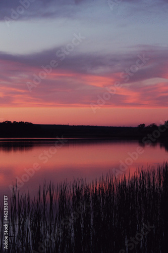 Beautiful sunset and a lake. No filter