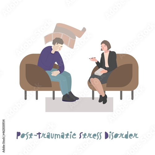 Post traumatic stressdisorder. Therapy, psychotherapy creative concept.