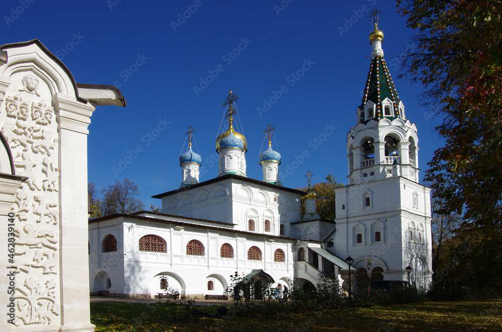 Pavlovskaya Sloboda, Russia - September, 2020: Exterior of the Temple complex. Temple of the Annunciation