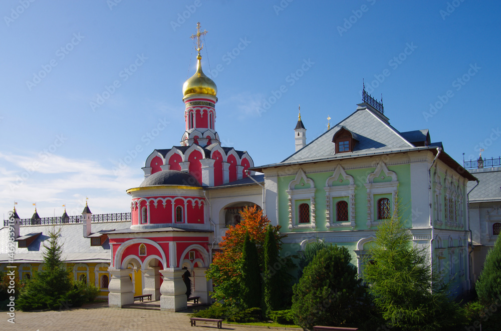 Pavlovskaya Sloboda, Russia - September, 2020: Exterior of the Temple complex