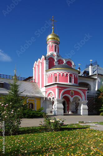Pavlovskaya Sloboda, Russia - September, 2020: Exterior of the Temple complex