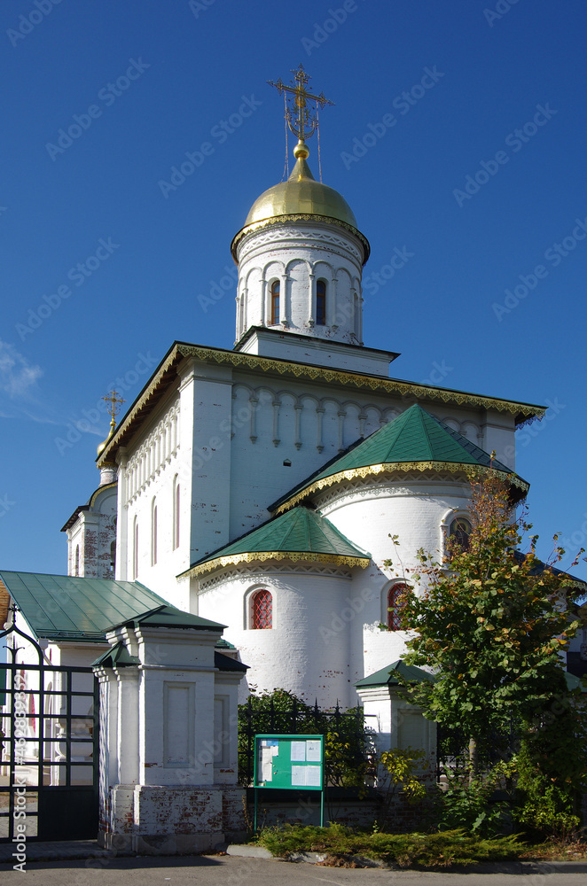 Village Velednikovo, Russia - October, 2020: Church of St. Sergius of Radonezh