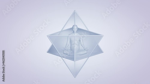 looped 3d animation meditation on the merkaba energy field photo