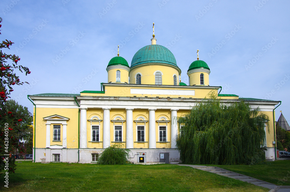 Tula, Russia - October, 2020: Transfiguration Church in autumn day