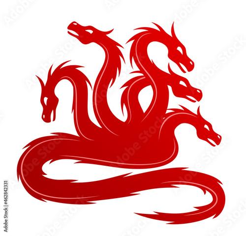 A red fantastic dragon stylized symbol.
