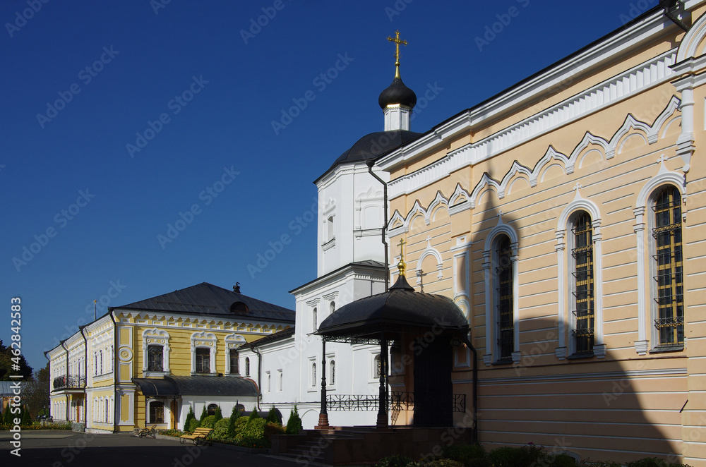 VILLAGE NOVYY BYT, CHEKHOV DISTRICT, RUSSIA - September, 2020: The monastery of the Ascension of David desert