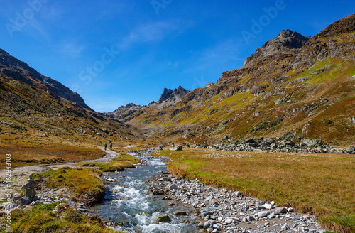 Austria, Vorarlberg, Silvretta, Klostertal, mountain stream photo