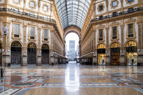 Italy, Milan, Interior of Galleria Vittorio Emanuele II during COVID-19 outbreak photo