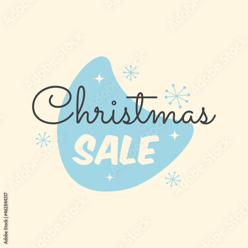 Winter sale banner. Winter holiday illustration in mid-century style. Social media design. Vector 10 EPS.